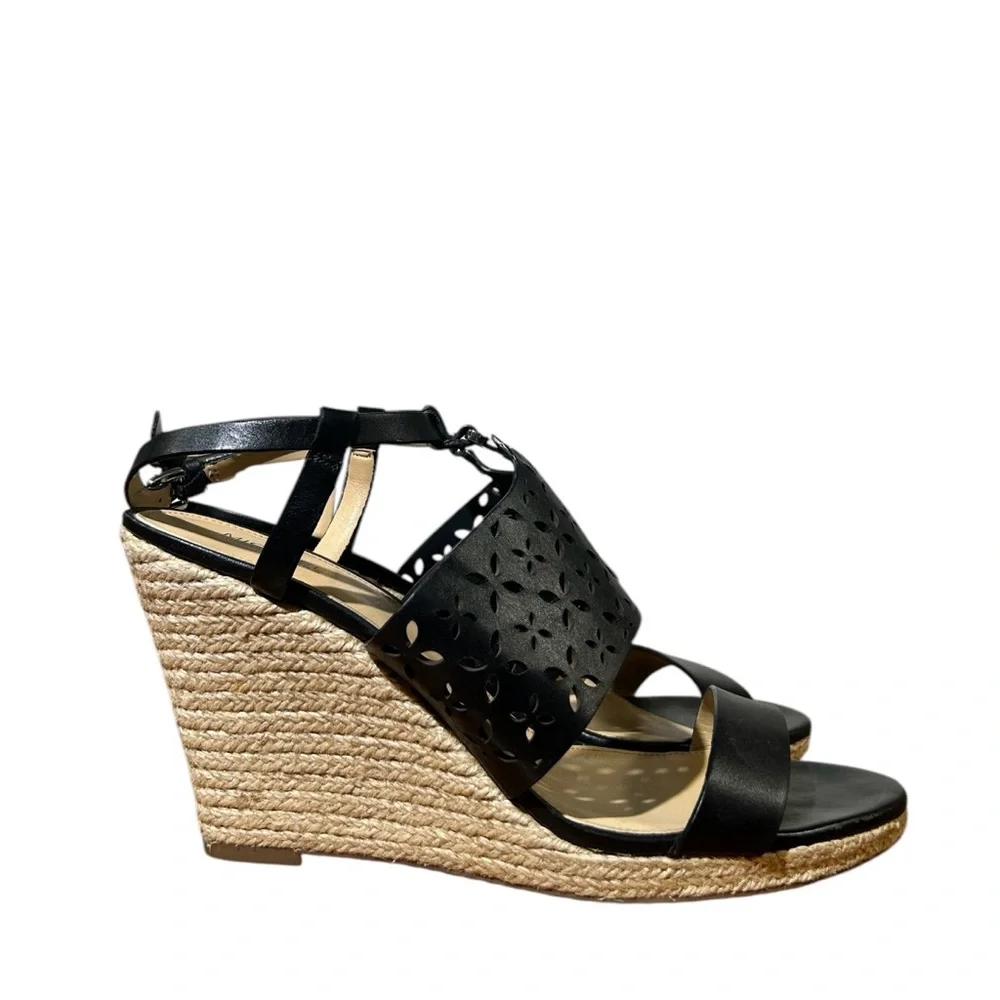 Michael Kors Black Espadrille Sandals with Ankle Strap Sz 9.5